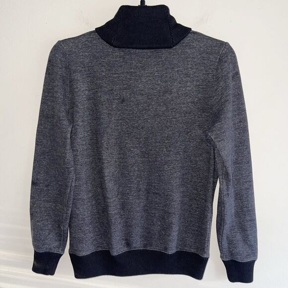 HM Gray Black Long Sleeve Sweater Men Size XS Top Fold Over Neckline Pullover - Picture 2 of 7